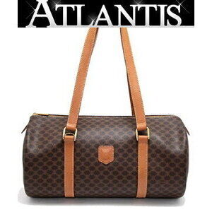 Celine Macadam Cylindrical Handbag Brown Leather